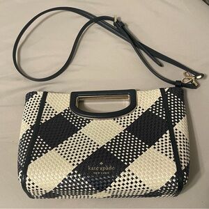Kate Spade Navy Blue Checkered Clutch